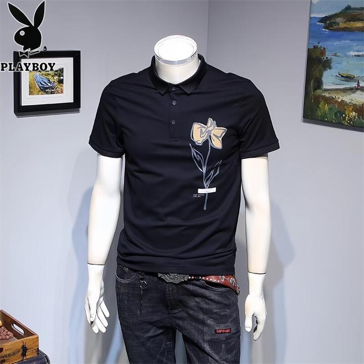 PLAYBOY/花花公子男士痞帅polo衫韩版休闲翻领短袖t恤夏新款半袖