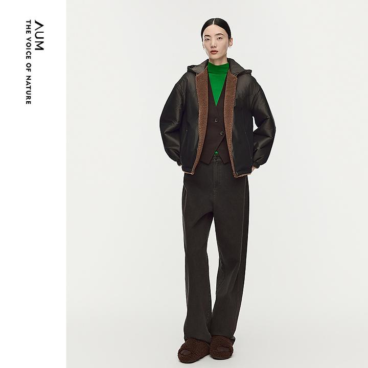 AUM噢姆25冬季休闲美式复古宽松可双面穿保暖短外套M1FZ48188