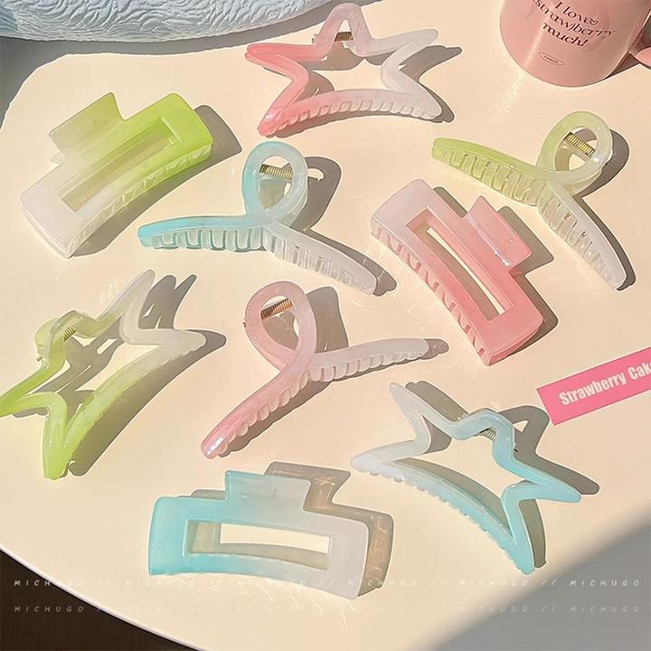 夏日小清新渐变星星发夹女后脑勺盘发抓夹气质大号鲨鱼夹发卡头饰