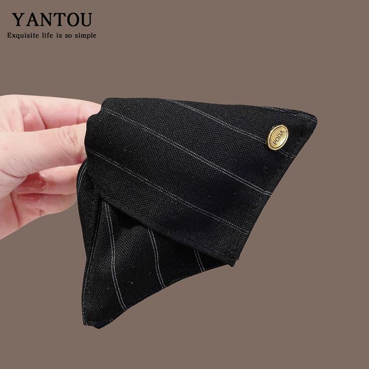 韩国东大门黑色金标条纹布艺三角抓夹气质鲨鱼夹优雅气质发夹发饰