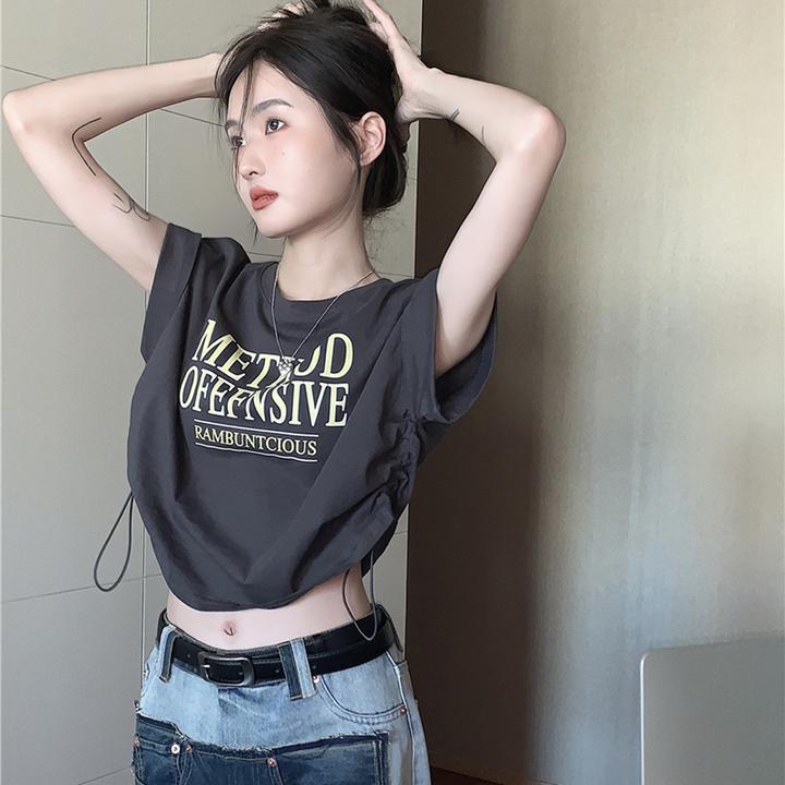 甜辣酷妹jazz爵士跳舞蹈短款上衣服kpop女团演出美式显瘦短袖t恤