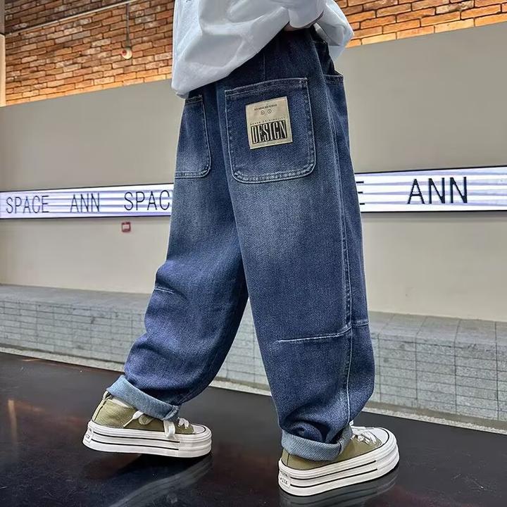 男童牛仔裤春秋2025新款儿童长裤洋气中大童宽松帅气男孩休闲裤子