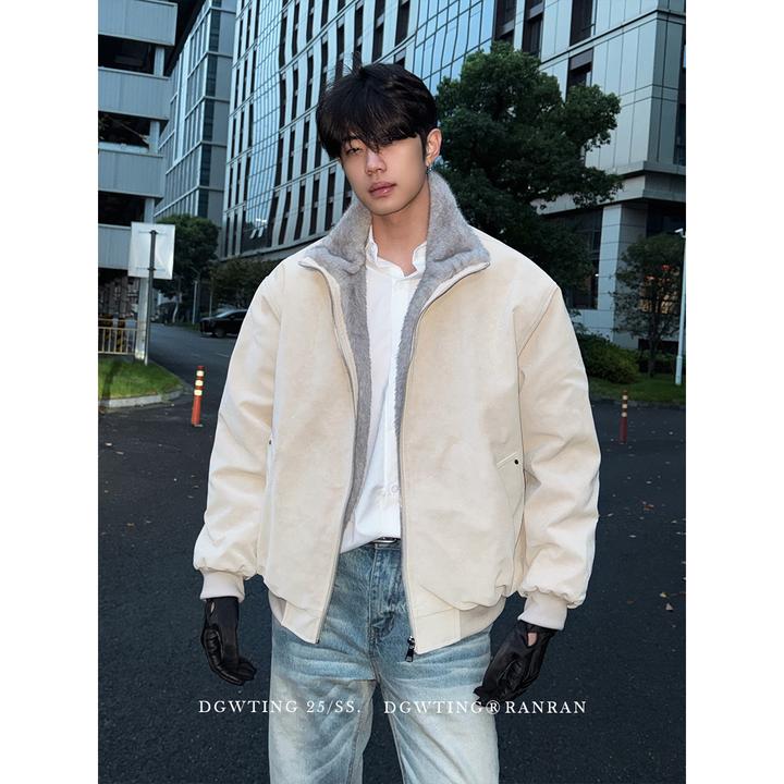 美式复古重磅仿双色貂毛棉衣男款冬季高街痞帅加厚保暖座山雕外套