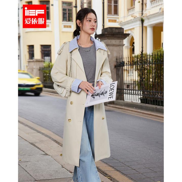 IEF/爱依服2025秋季新款英伦风气质设计感风衣长外套欧若风流光风