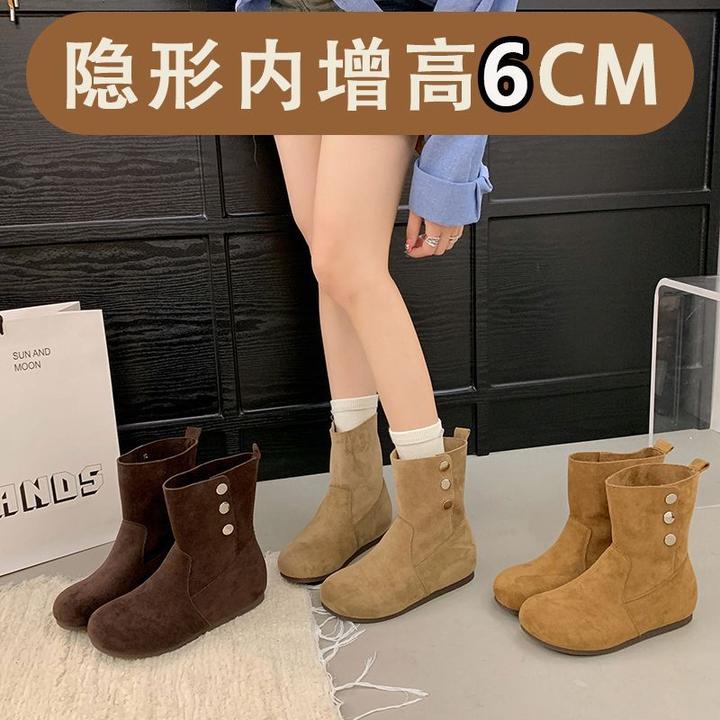 复古内增高小短靴女2025新款秋夏季西部牛仔草原马丁靴勃肯堆堆靴