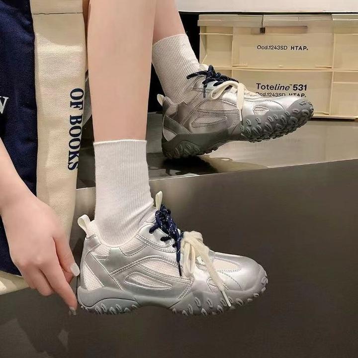 夏季女子低帮系带橡胶底小白鞋厚底时尚百搭透气女式休闲夏季拖鞋