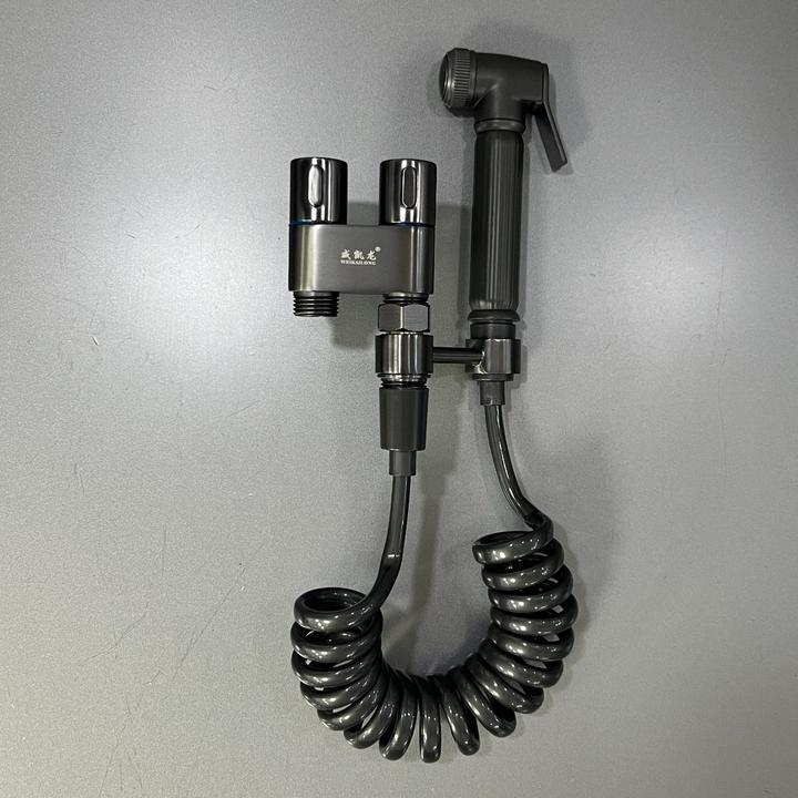 威凯龙 304不锈钢 水镀拉丝枪灰 一进二出双控马桶伴侣 ABS喷枪