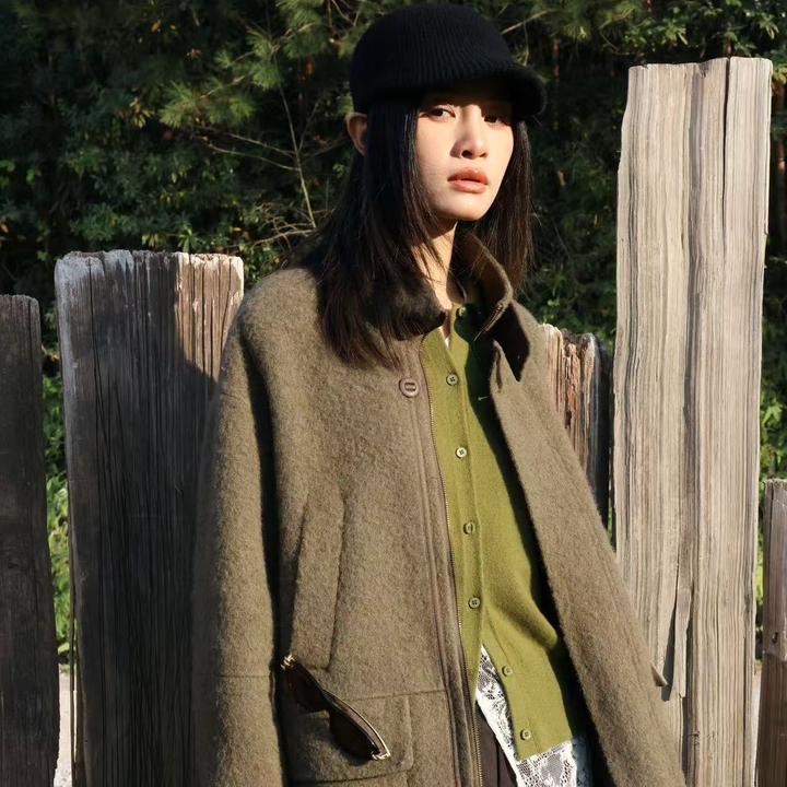 【DQ Natural】苏力绵羊毛短款休闲时尚大衣770356