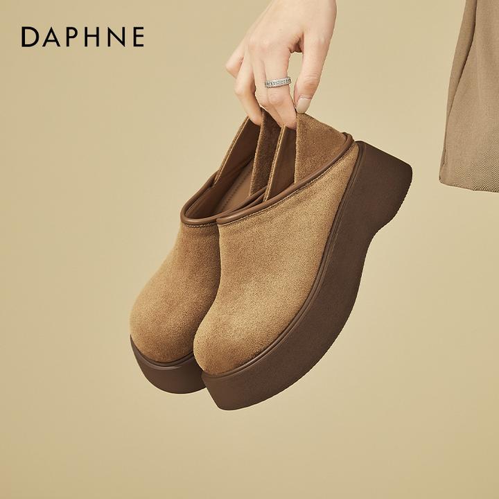 达芙妮厚底复古单鞋女2025新款春秋百搭懒人鞋短靴及踝靴西部靴