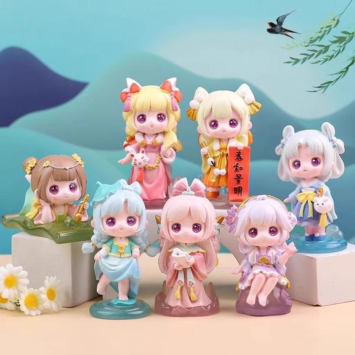 正版古风时遇春风盲盒汉服可爱卡通少女手办居家摆件儿童女生礼物