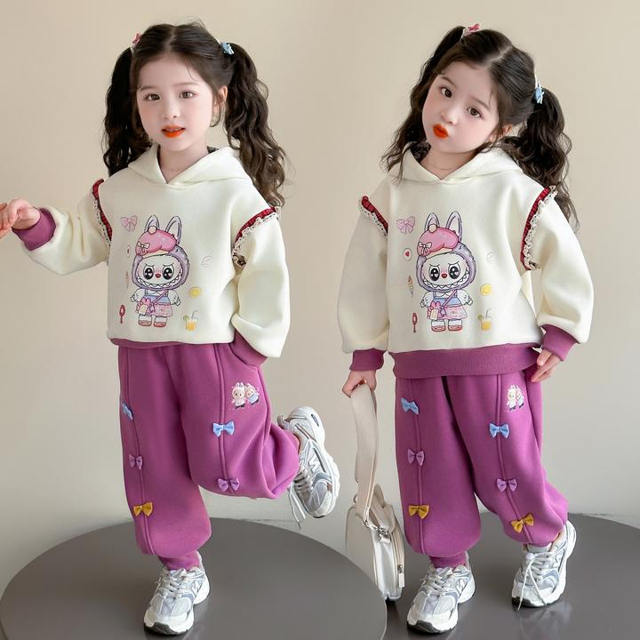 女童冬季加绒款套装韩版洋气时髦儿童卫衣两件套装女宝宝早秋衣服