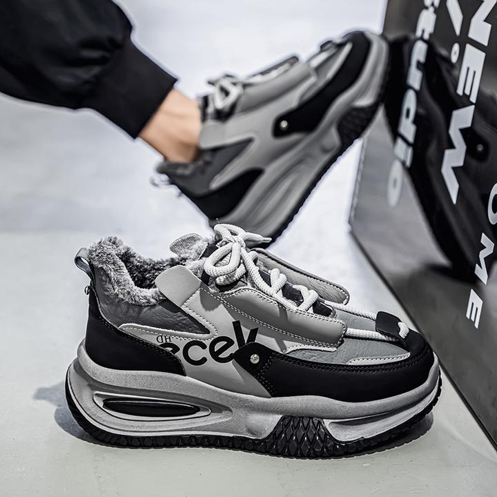 男鞋2025冬季新款男士休闲运动保暖加绒老爹鞋潮流百搭厚底鞋子男