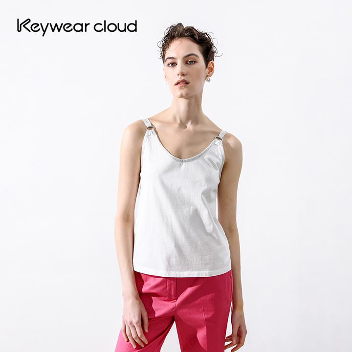 Keywearcloud奇威秋季轻简穿搭设计感圆环肩带精致气质背心