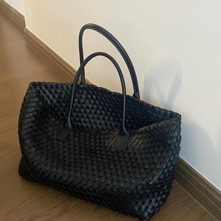 大容量手工编织包包女2025新款高级感简约通勤单肩腋下包托特大包