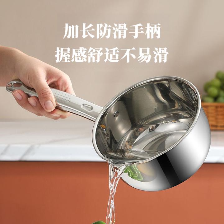 家用厨房水瓢304不锈钢勺子加厚平底大号加长浇花水舀子大容量
