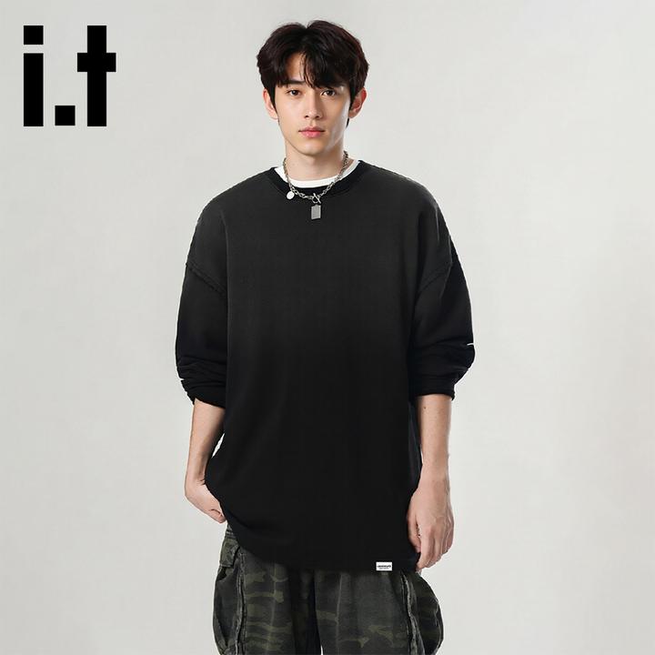 it:CHOCOOLATE纯色简约休闲卫衣男士2025秋冬内搭保暖圆领上衣潮