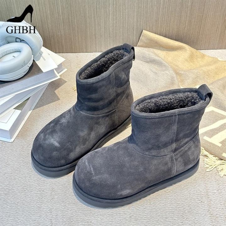 冬季东北短筒厚底雪地靴女皮毛一体加绒防滑舒适羊毛保暖百搭棉鞋