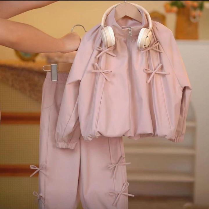 女童工装套装春秋新款儿童秋装大童户外运动冲锋衣裤子两件套