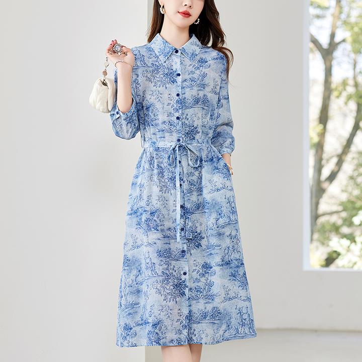 水墨佳人真丝桑蚕丝03双绉气质女装连衣裙82497166