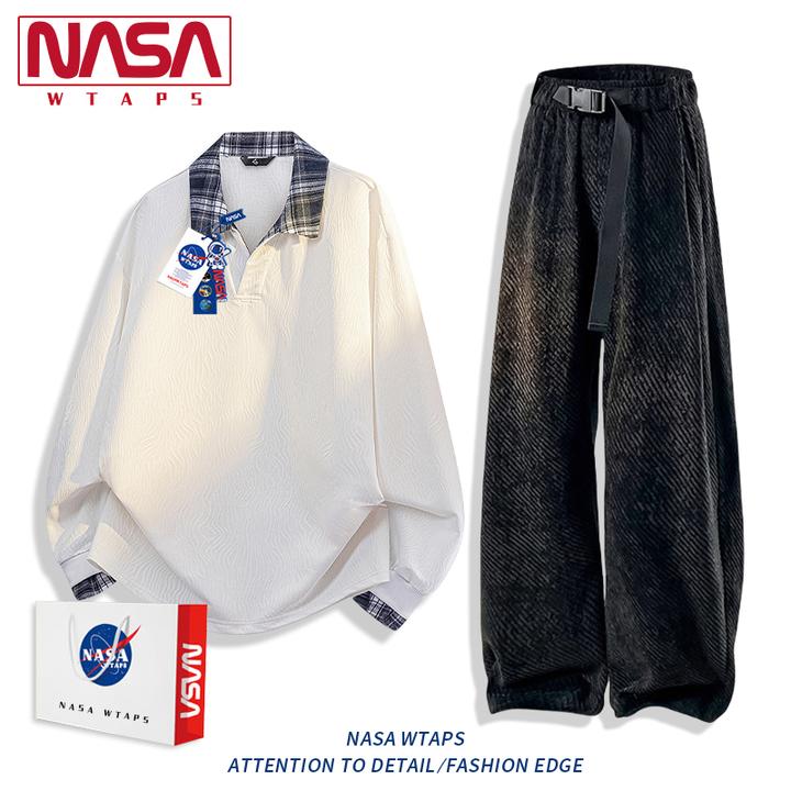 NASA WTAPS假两件休闲运动套装男款秋季肌理感宽松百搭长裤两件套