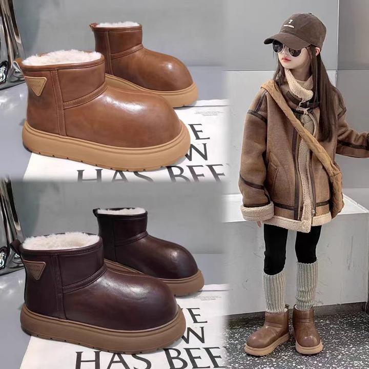 儿童雪地靴女童加绒加厚棉鞋2025冬季新款小女孩保暖棉靴防水短靴