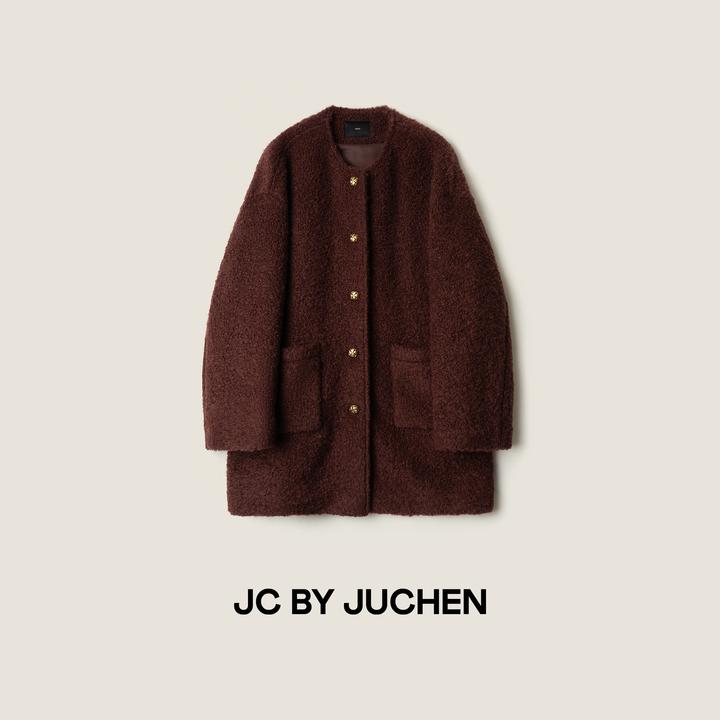 “伯爵圈栗”冬季蓄热柔雾羊毛圈圈绒重磅中长大衣外套FW102040-194