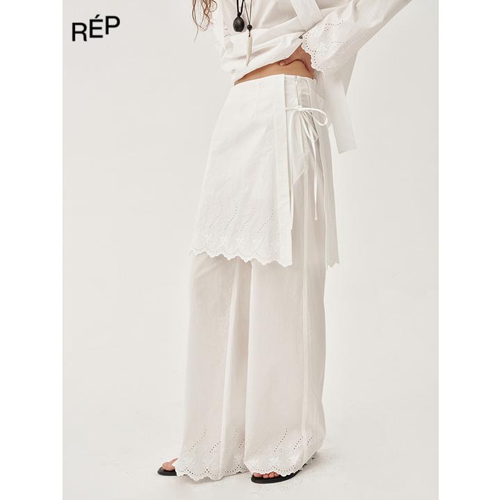 REP-INTHELI设计师品牌石膏白古典刺绣裙裤 25SS女装春夏新品