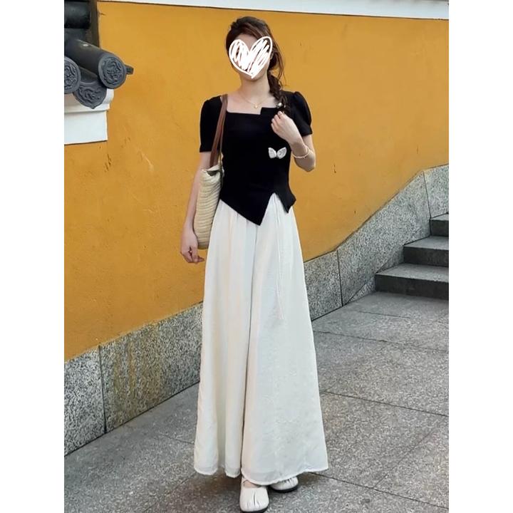 夏装搭配一整套轻熟减龄微胖大方得体套装裙短袖上衣半身裙两件套