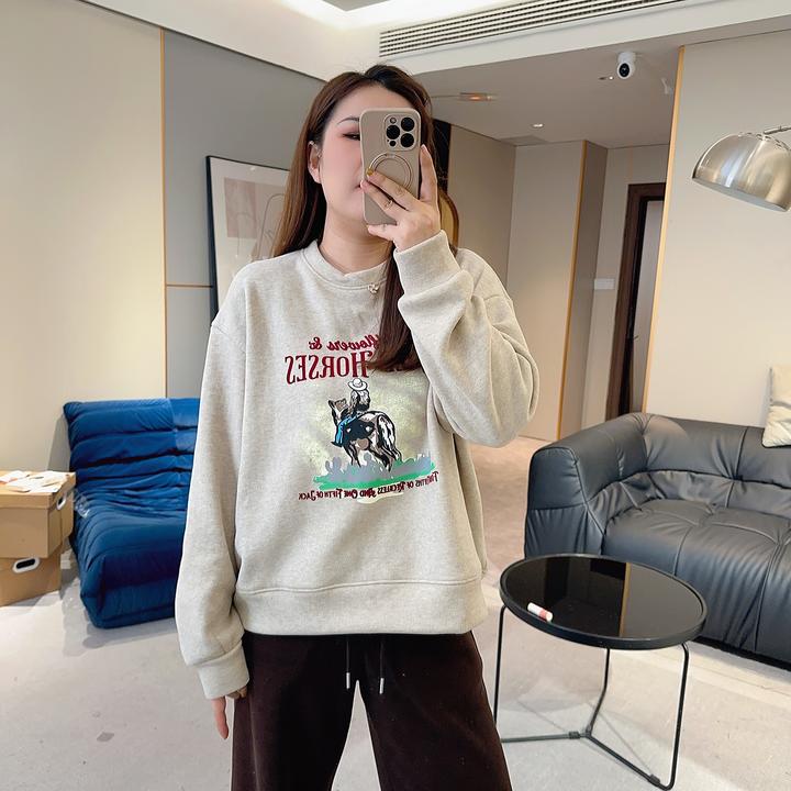 百搭圆领套头加绒字母印花长袖卫衣冬款显瘦 XR6182