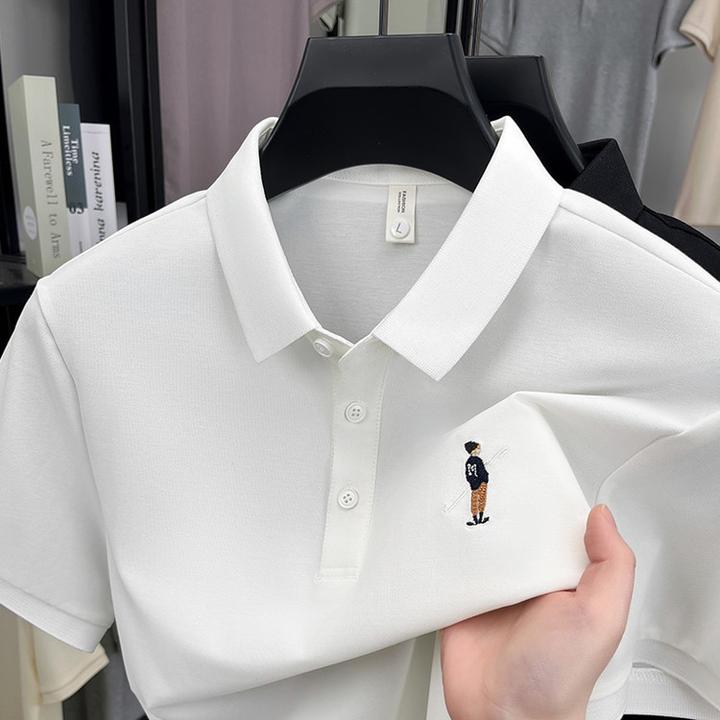 夏季新款polo衫男士纯色休闲宽松刺绣短袖t恤翻领潮流polo衫男款