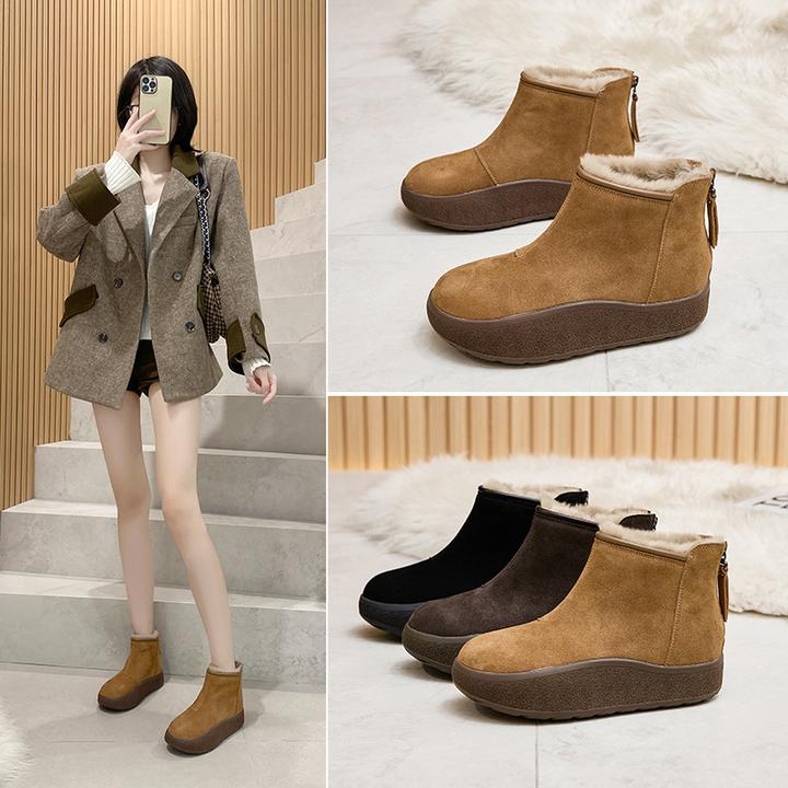 兔毛磨砂绒勃肯鞋马丁厚底增高新款靴女2025冬季14厘米增高马丁靴