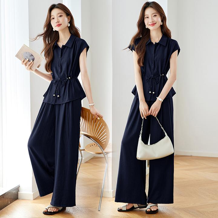 现货套装女2025年夏季新款两件套套装阔腿裤女