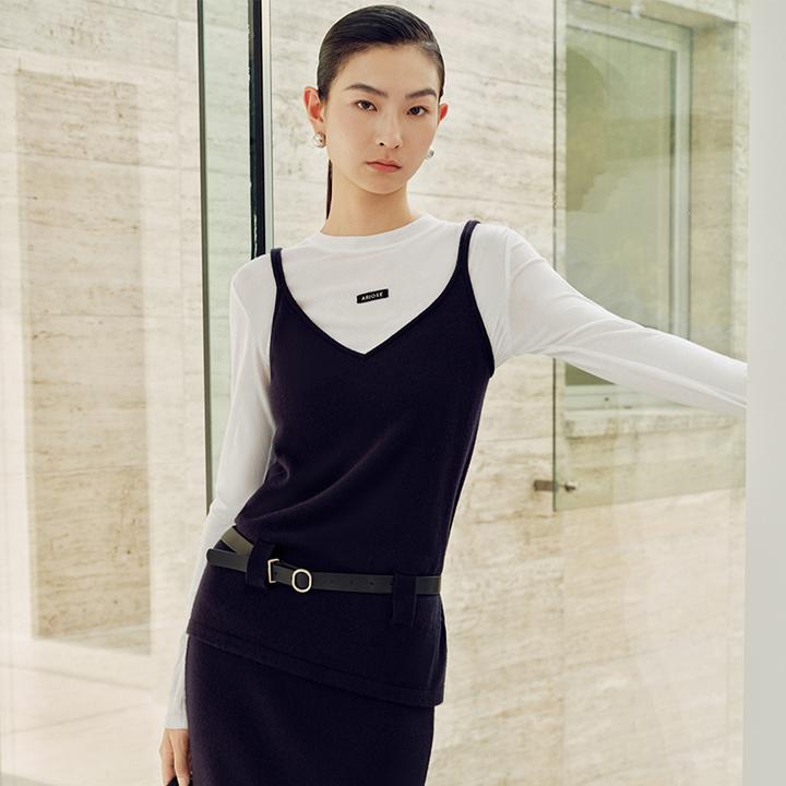 【上衣】【商场同款新品】艾诺丝雅诗 时尚V领针织马甲 AR804168