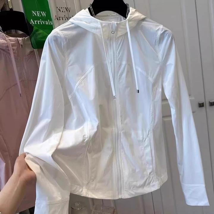 欧洲站冰丝连帽时尚防晒服女外套冰感修身运动2025年夏天新款