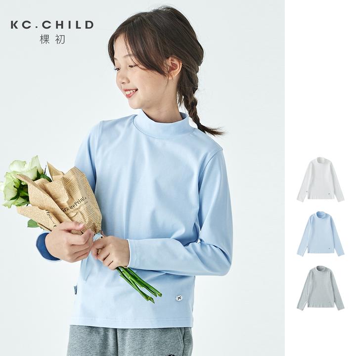 棵初2025年秋季新款亲子中大女童针织打底衫半高领软糯亲肤感上衣