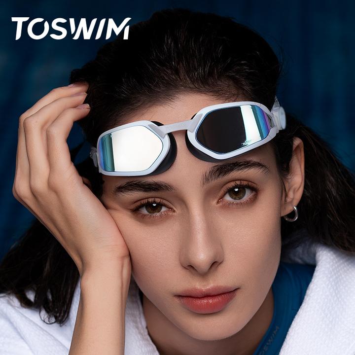 泳镜侠推荐！TOSWIM免擦防雾游镜大框高清近视舒适防水带度数游泳