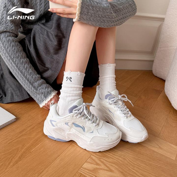 李宁启星跑步鞋女鞋秋季2025新款厚底增高软弹舒适网面透气运动鞋