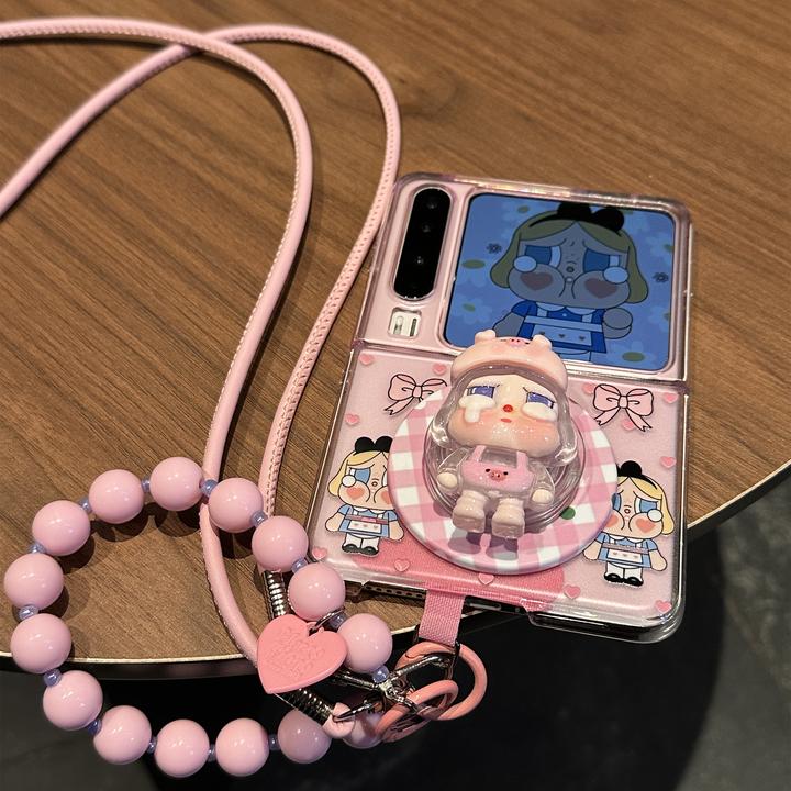 适用华为Pura X典藏版手机壳折叠屏可爱蝴蝶结哭娃磁吸斜挎保护套