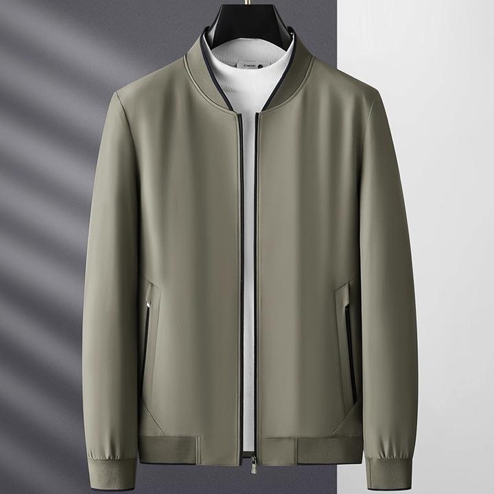 BALEYSWO秋季男士行政休闲外套大码宽松纯色胖子中年高端休闲夹克