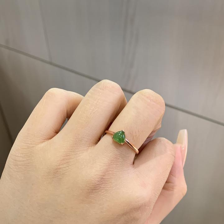 【玉在东方】小绿心戒指和田玉碧玉戒指戒指 s925银镶嵌