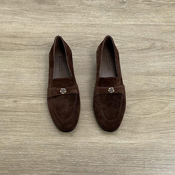 Dannyfrey羊反皮英伦风山茶花女秋冬新款复古经典时尚乐福鞋3CM