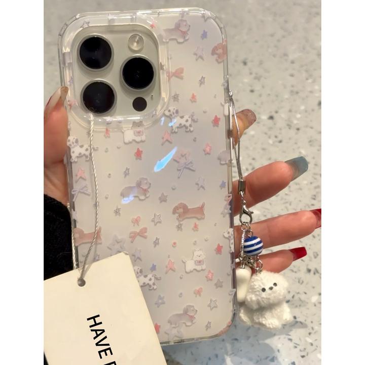 晕染星星小狗挂件适用iPhone15苹果16手机壳13女华为vivo小米oppo