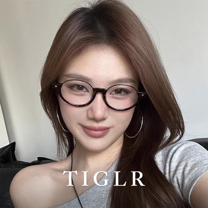 帝格勒复古英伦风书呆子椭圆下半框眼镜近视女可配度数素颜眼睛架