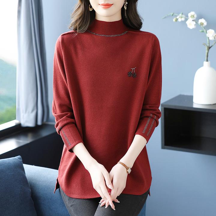 半高领红色毛衣女秋冬2026新款妈妈装冬季羊毛针织打底衫气质上衣