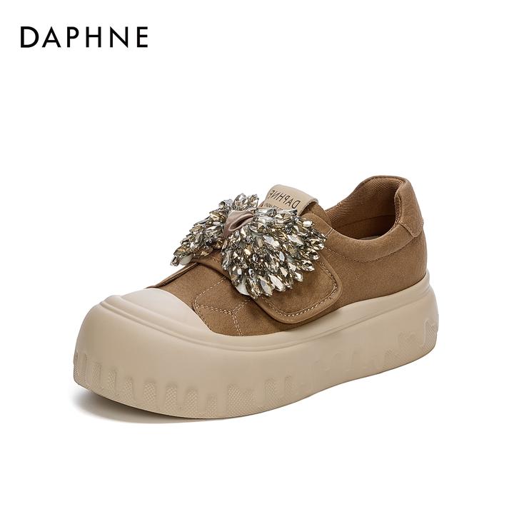 达芙妮厚底时尚水钻魔术贴休闲鞋女2025年秋季新款百搭舒适运动鞋