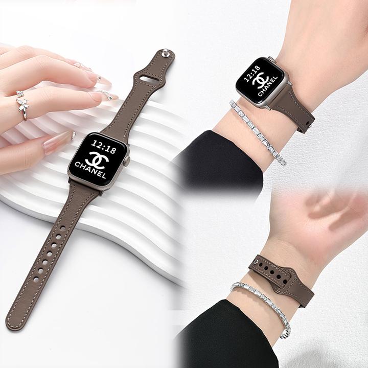 适用苹果手表s11真皮表带高级iwatchs10显瘦轻奢applewatch女款se