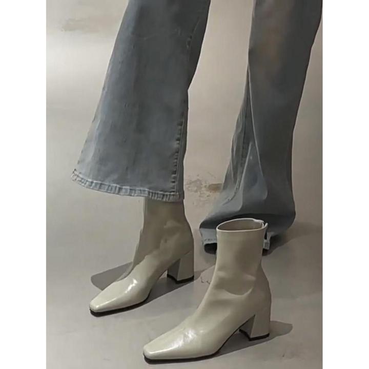 【维米克设计师版】明星同款疯狂星团~百搭气质粗跟短靴女小众方