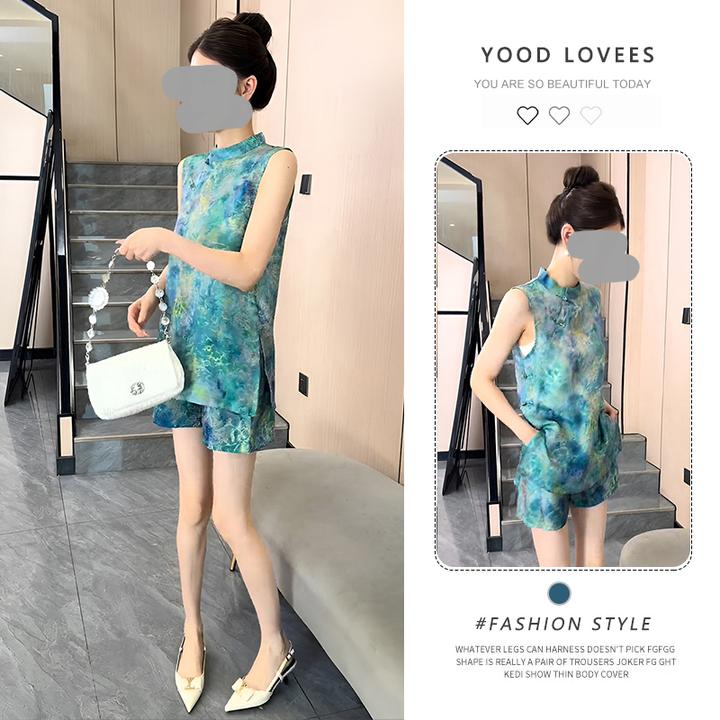 设计感新中式马甲短裤套装夏季新款气质显瘦国风高级感复古两件套