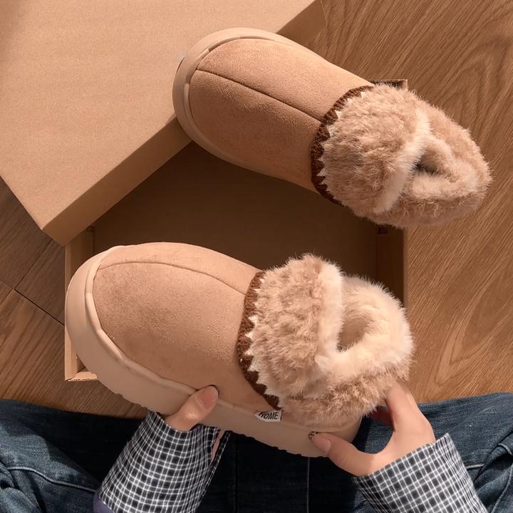 厚底增高大头毛绒雪地靴女2025秋冬新款加绒保暖防滑短靴包跟棉鞋