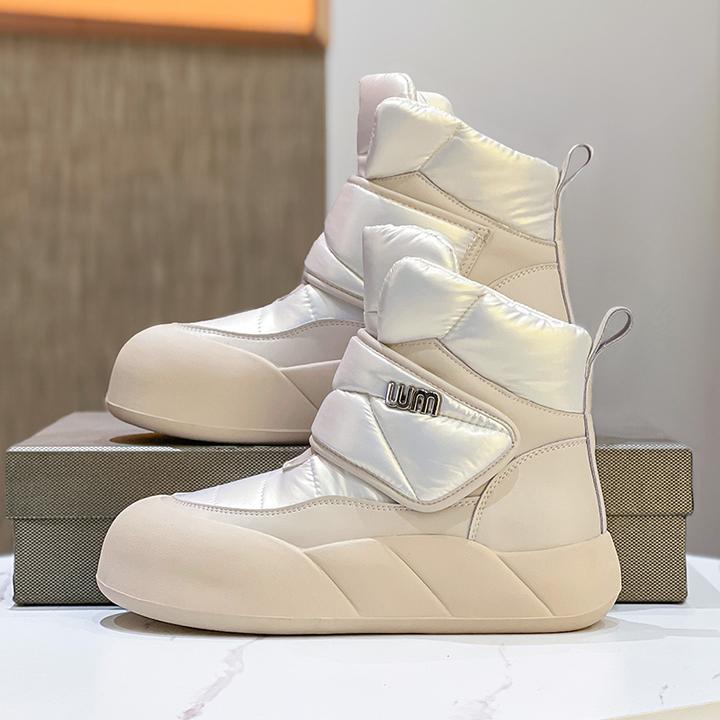 网红雪地靴女2025冬季新款加绒加厚棉鞋魔术贴高帮鞋厚底保暖短靴